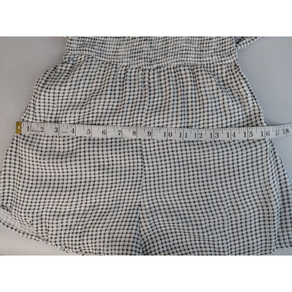 Abercrombie & Fitch Womens XS Gingham Romper Black & White Cotton Blend - Picture 10 of 12